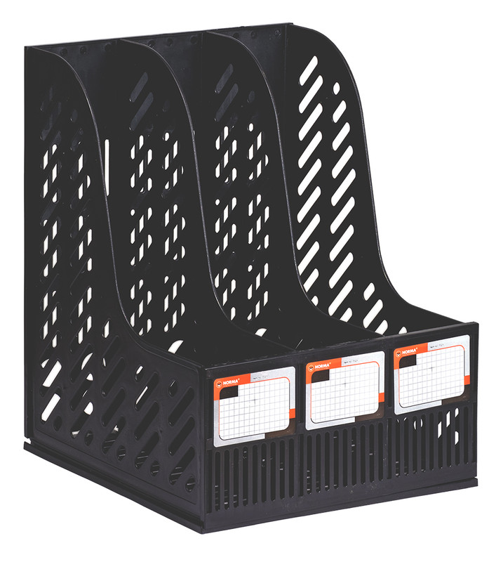 Лоток для паперів NORMA (7021N), пластиковий, збірний на 3 відділення, чорний